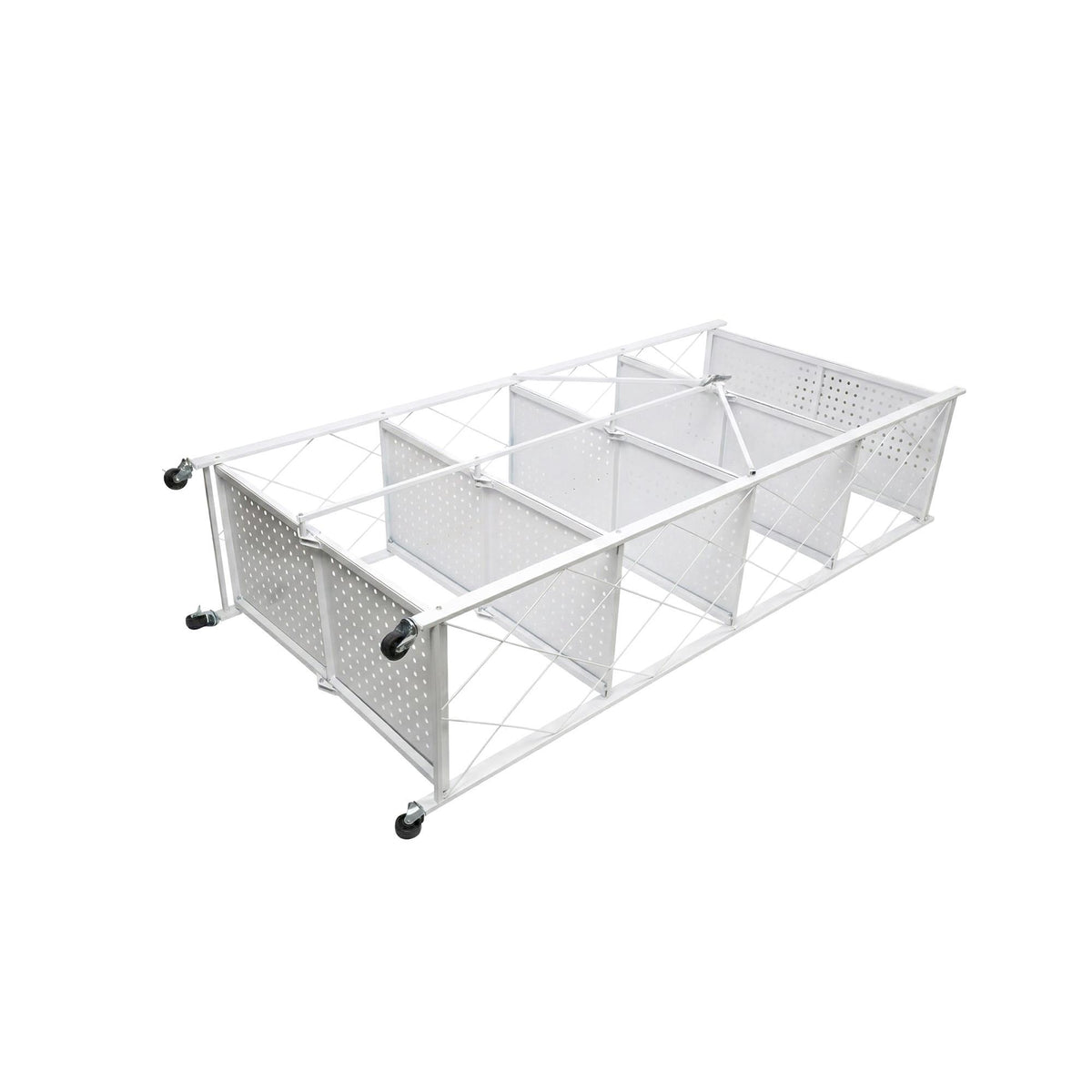 Estantería plegable 5 estantes ruedas sin montaje Blanco (10)