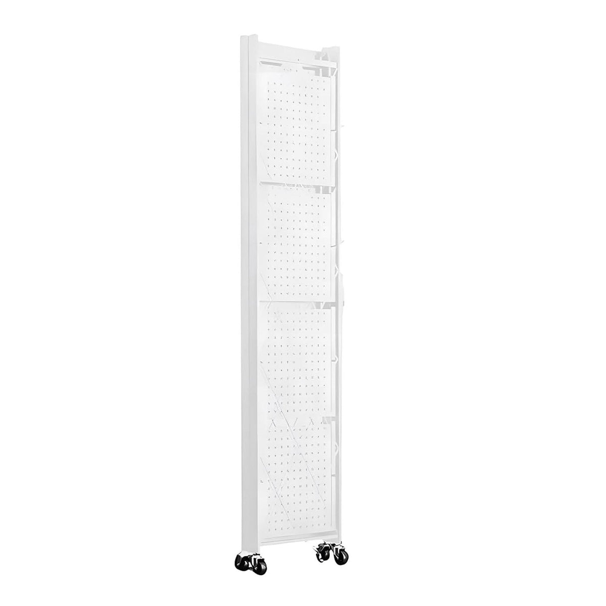 Estantería plegable 5 estantes ruedas sin montaje Blanco (12)