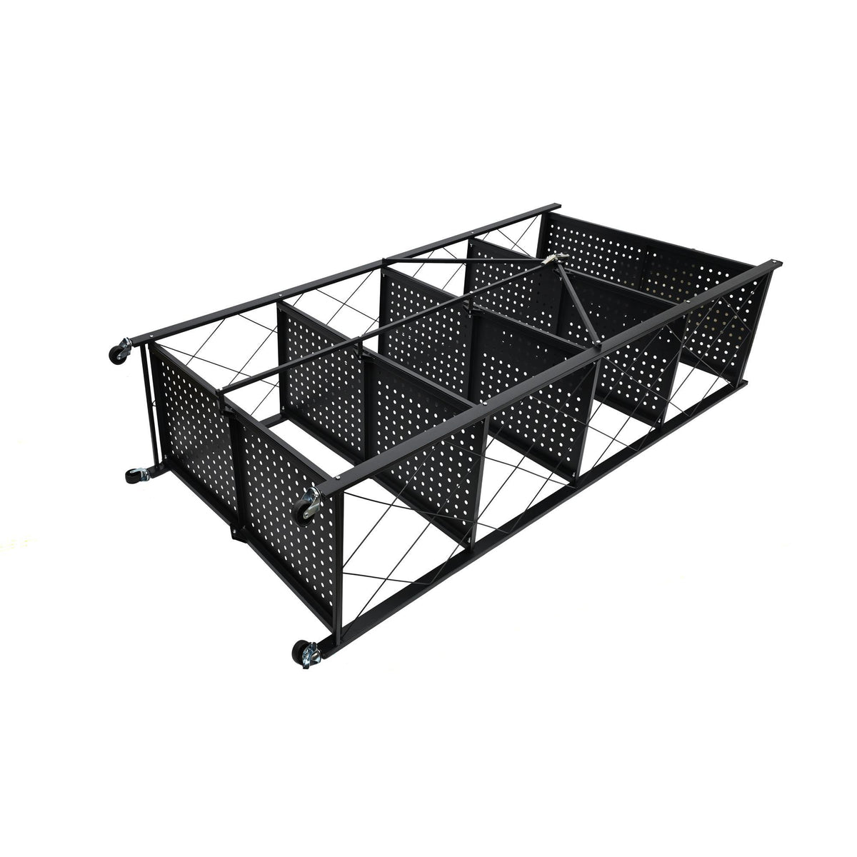 Estantería plegable 5 estantes ruedas sin montaje Negro (10)