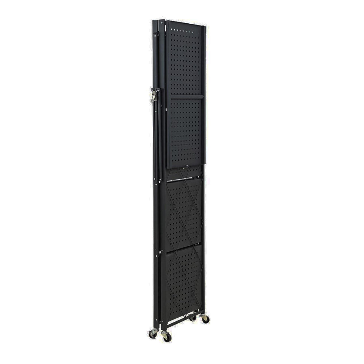 Estantería plegable 5 estantes ruedas sin montaje Negro (12)