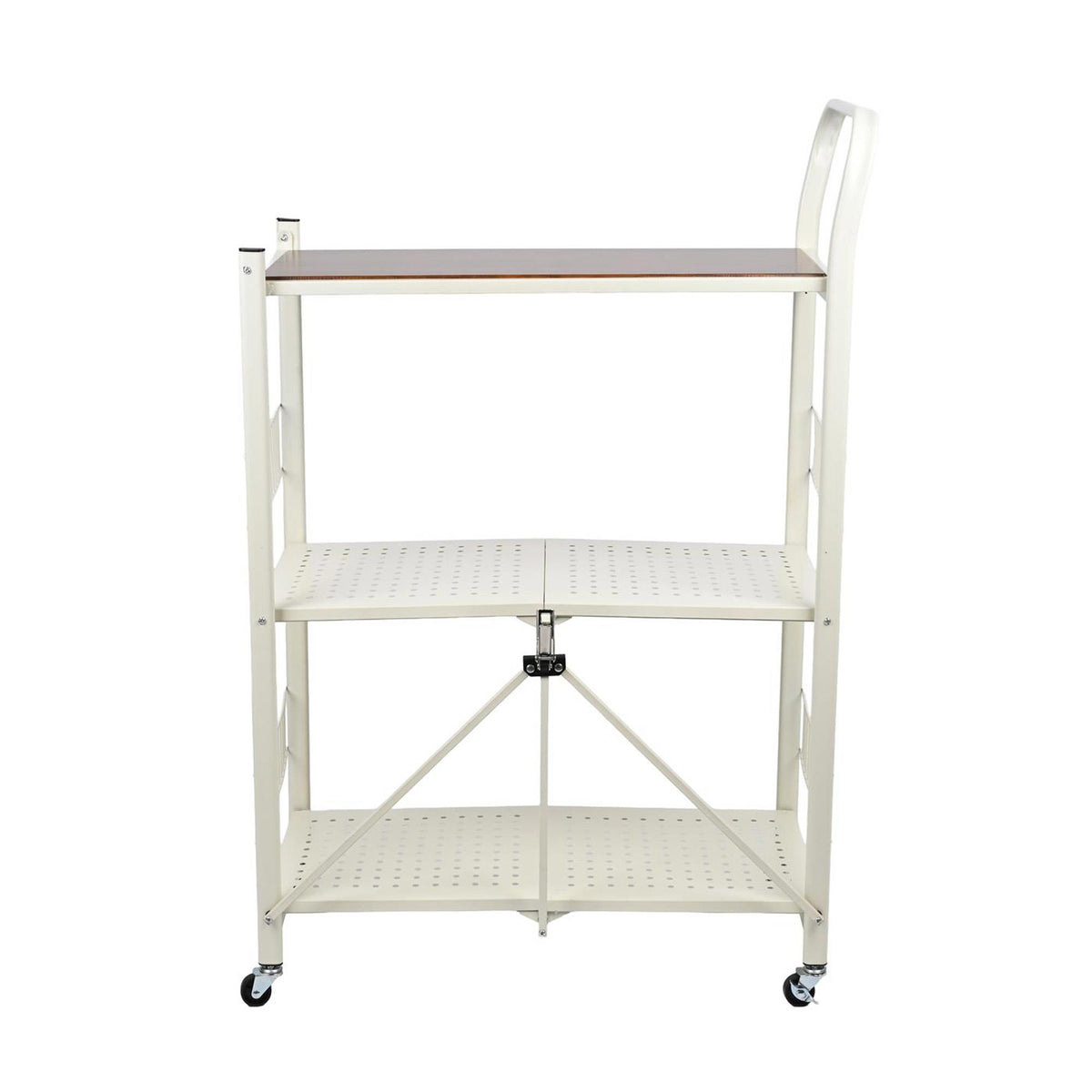 Carrito estantería plegable 3 estantes Blanco 66x34x105 (6)