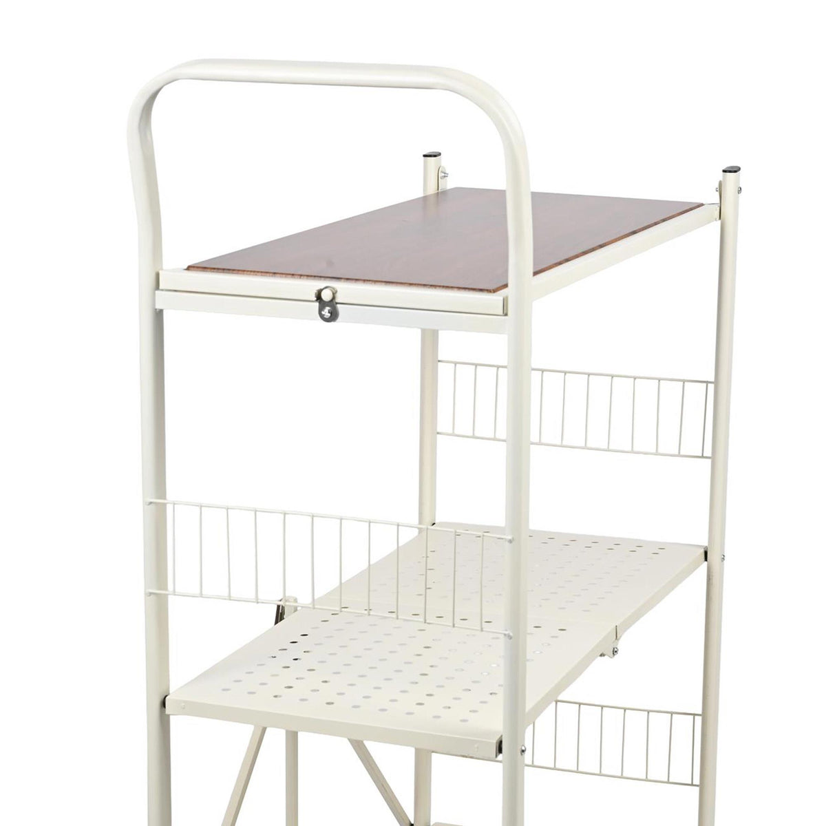 Carrito estantería plegable 3 estantes Blanco 66x34x105 (7)