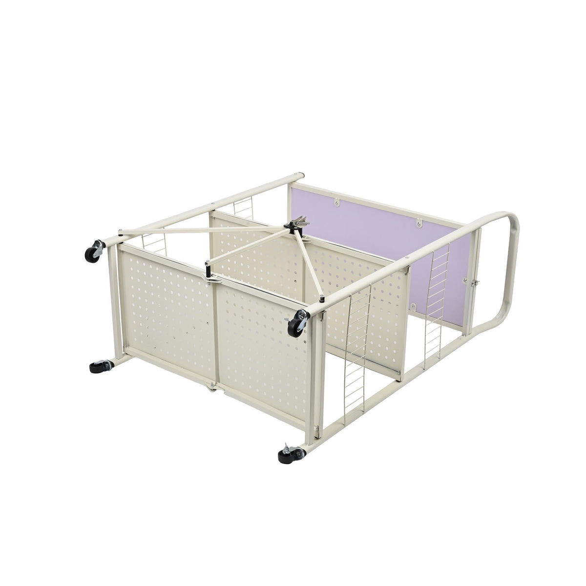 Carrito estantería plegable 3 estantes Blanco 66x34x105 (11)