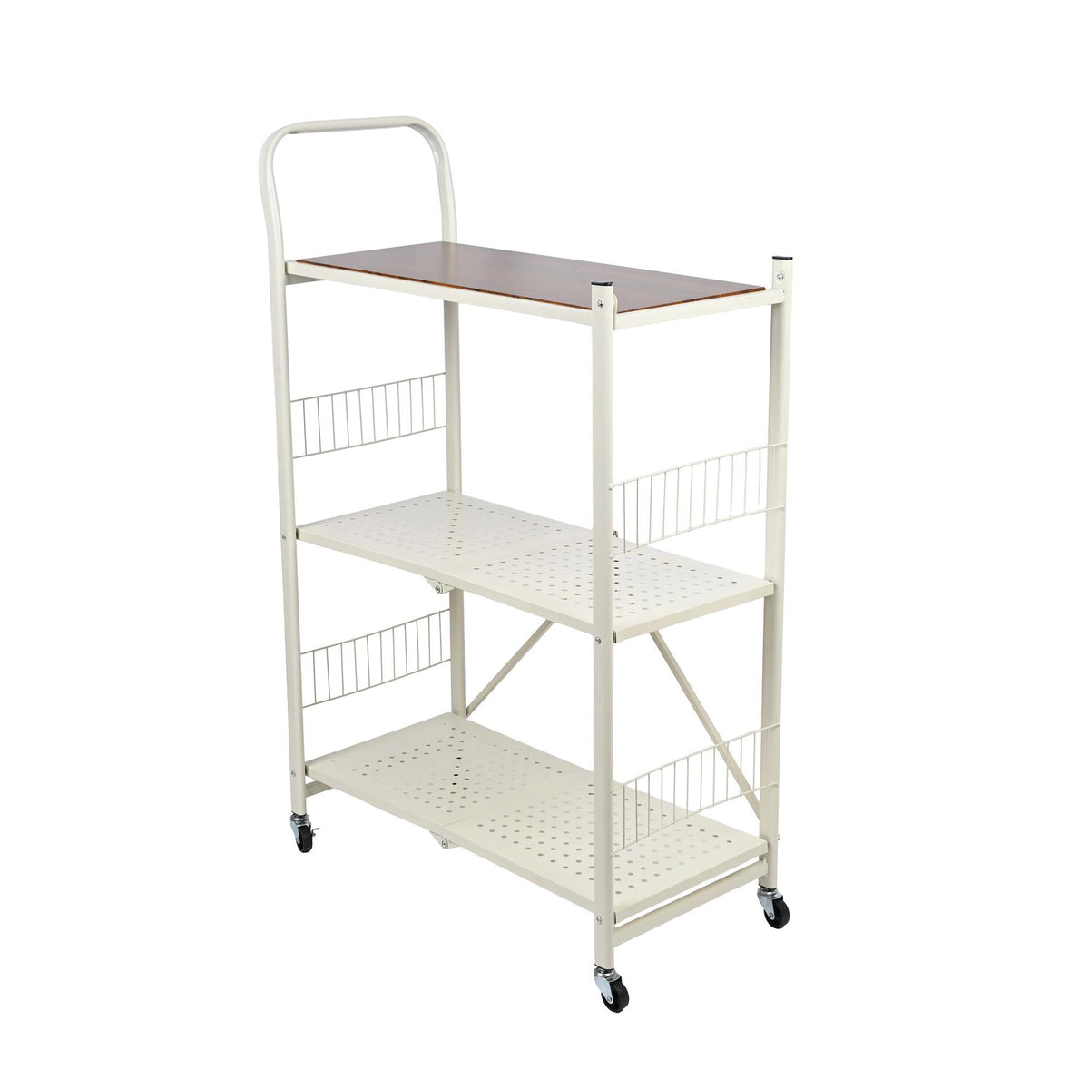 Carrito estantería plegable 3 estantes Blanco 66x34x105 (13)