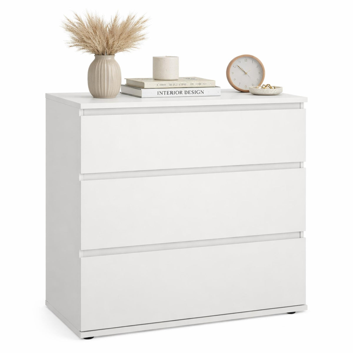 Cómoda dormitorio 3 cajones color blanco 77x40x84cm (8)