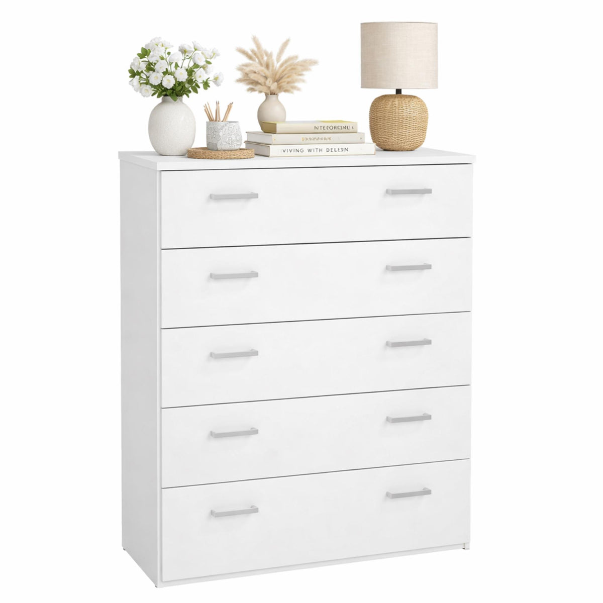 Cómoda 5 cajones blanco 75x36x115 cm (10)