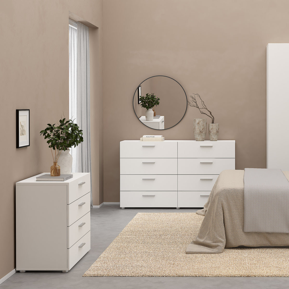 Cómoda dormitorio 4 cajones color blanco 81x41x69cm (4)