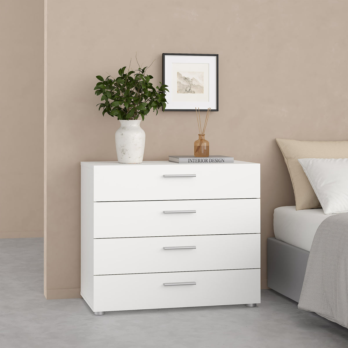Cómoda dormitorio 4 cajones color blanco 81x41x69cm (5)