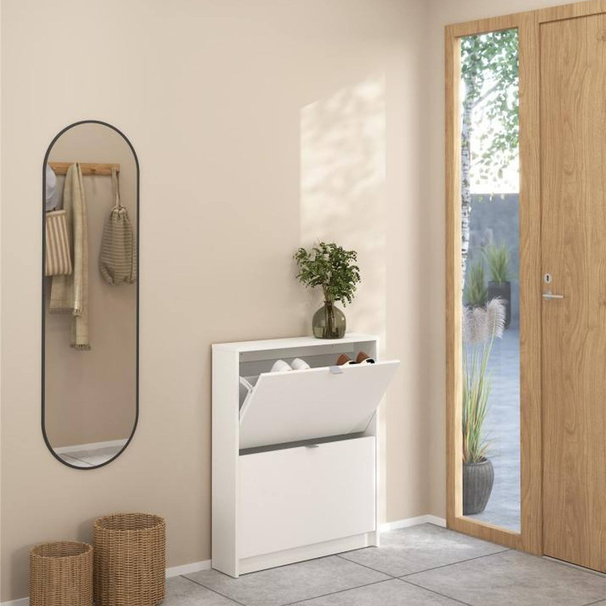 Zapatero abatible 2 compartimentos blanco 71x15x86 cm (4)