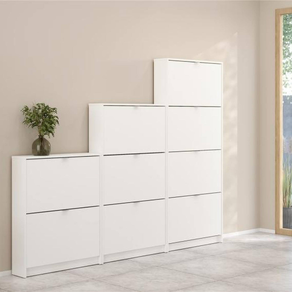 Zapatero abatible 2 compartimentos blanco 71x15x86 cm (5)