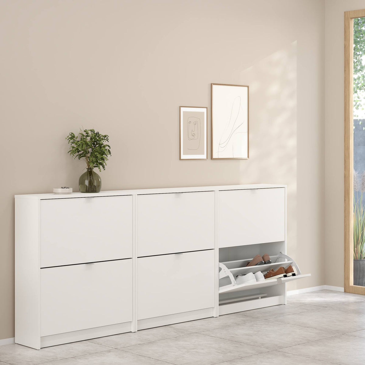 Zapatero abatible 2 compartimentos 2 niveles blanco 71x25x86 cm (5)