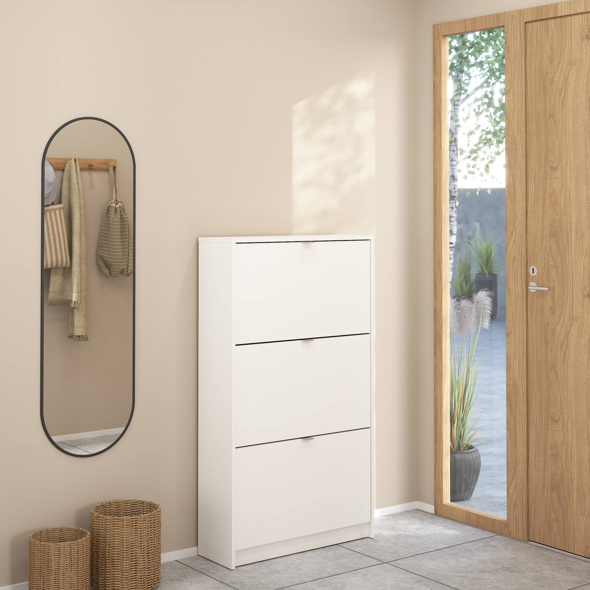 Zapatero abatible 3 compartimentos 2 niveles blanco 71x25x124 cm (4)