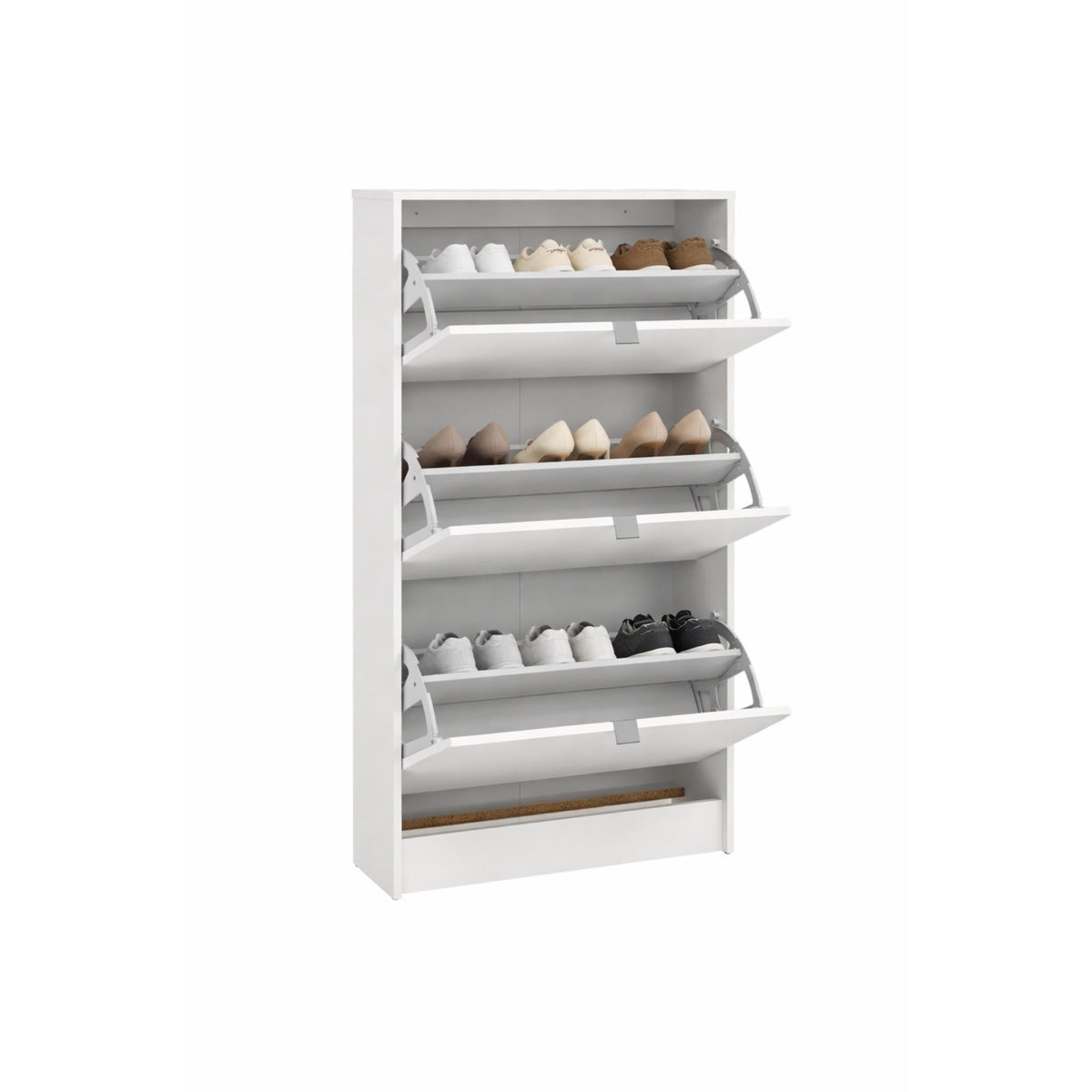 Zapatero abatible 3 compartimentos 2 niveles blanco 71x25x124 cm (11)