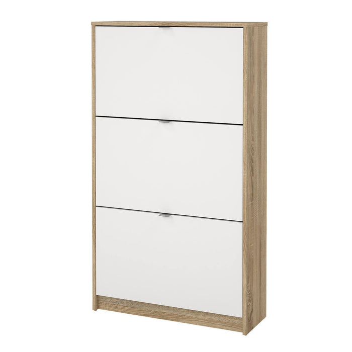 Zapatero abatible Segre Oak 2 niveles blanco y roble 71x25x124cm