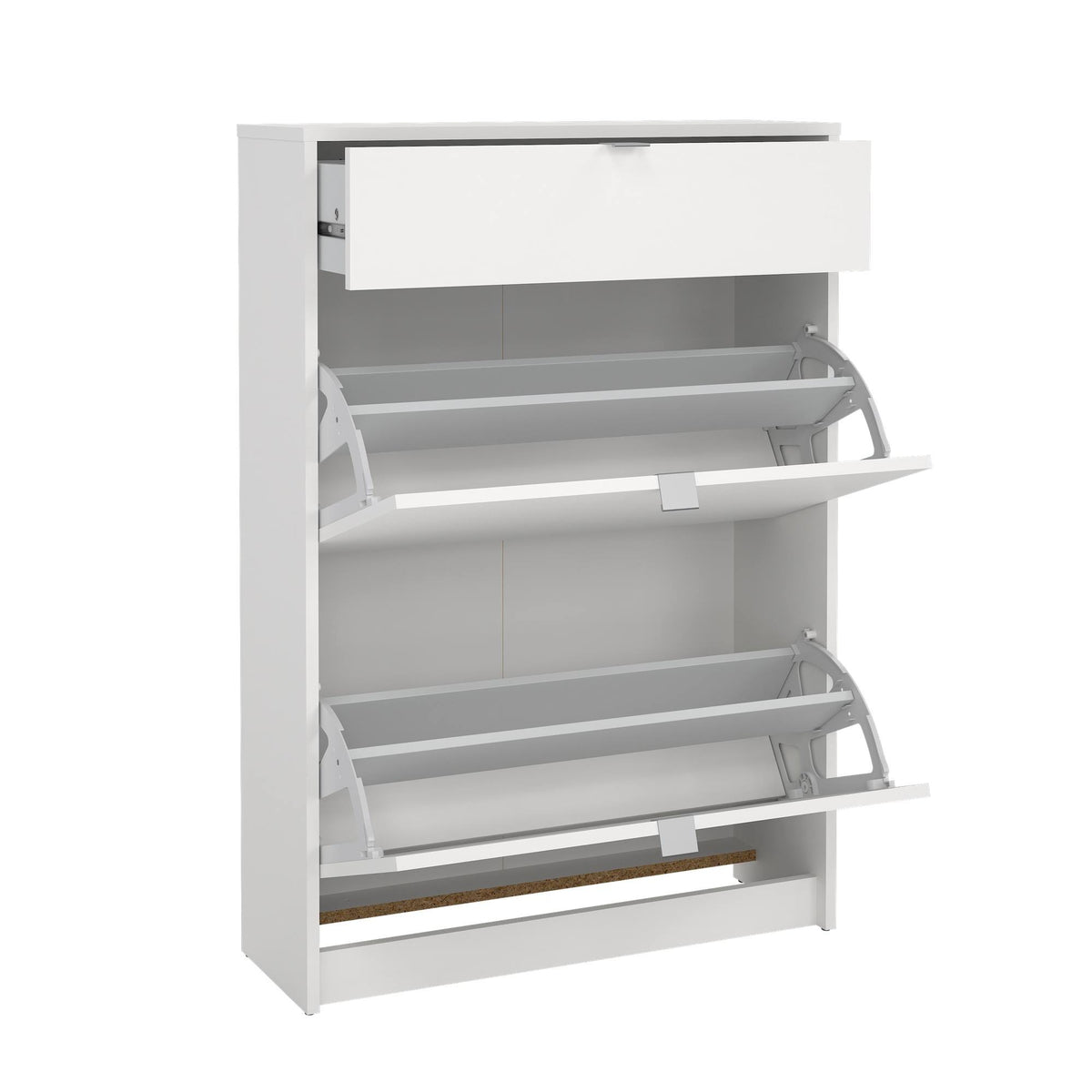 Zapatero abatible Adaja 2 puertas y cajón blanco 71x25x102cm (6)