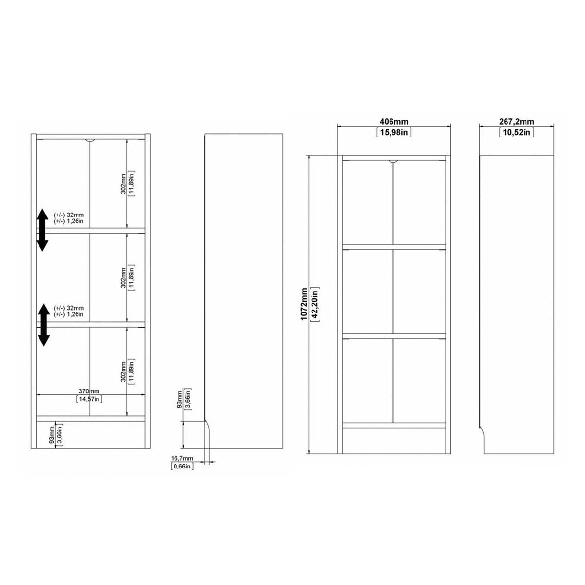 Librería Turia 2 estantes blanca 41x27x102 cm (3)