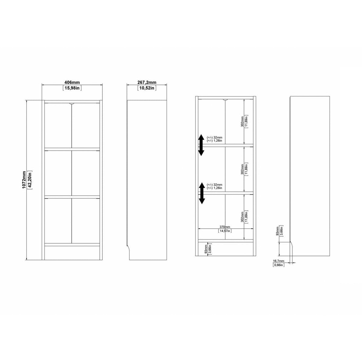 Librería Turia 2 estantes roble patinado 41x27x108 cm (3)