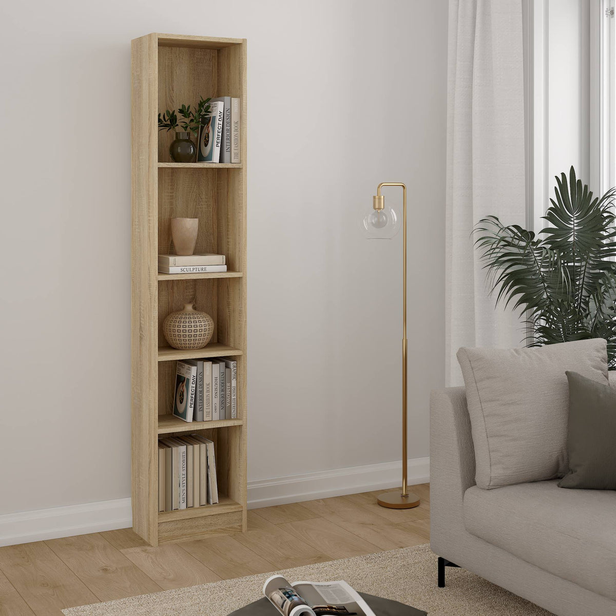 Librería Turia 4 estantes roble patinado 41x27x204 cm (4)