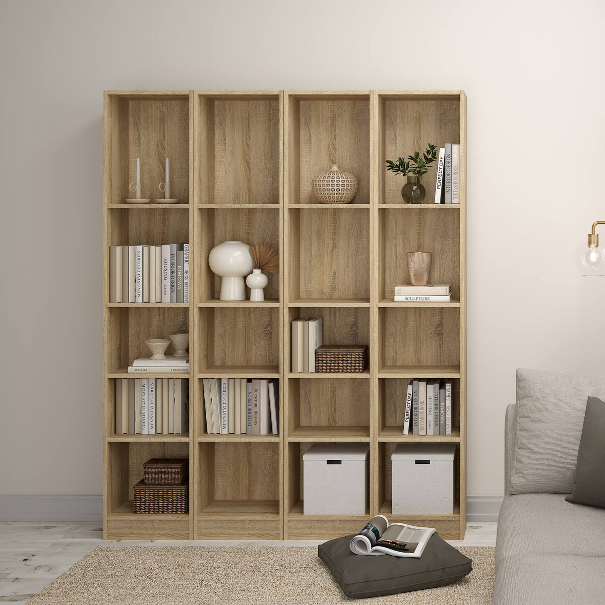 Librería Turia 4 estantes roble patinado 41x27x204 cm (5)