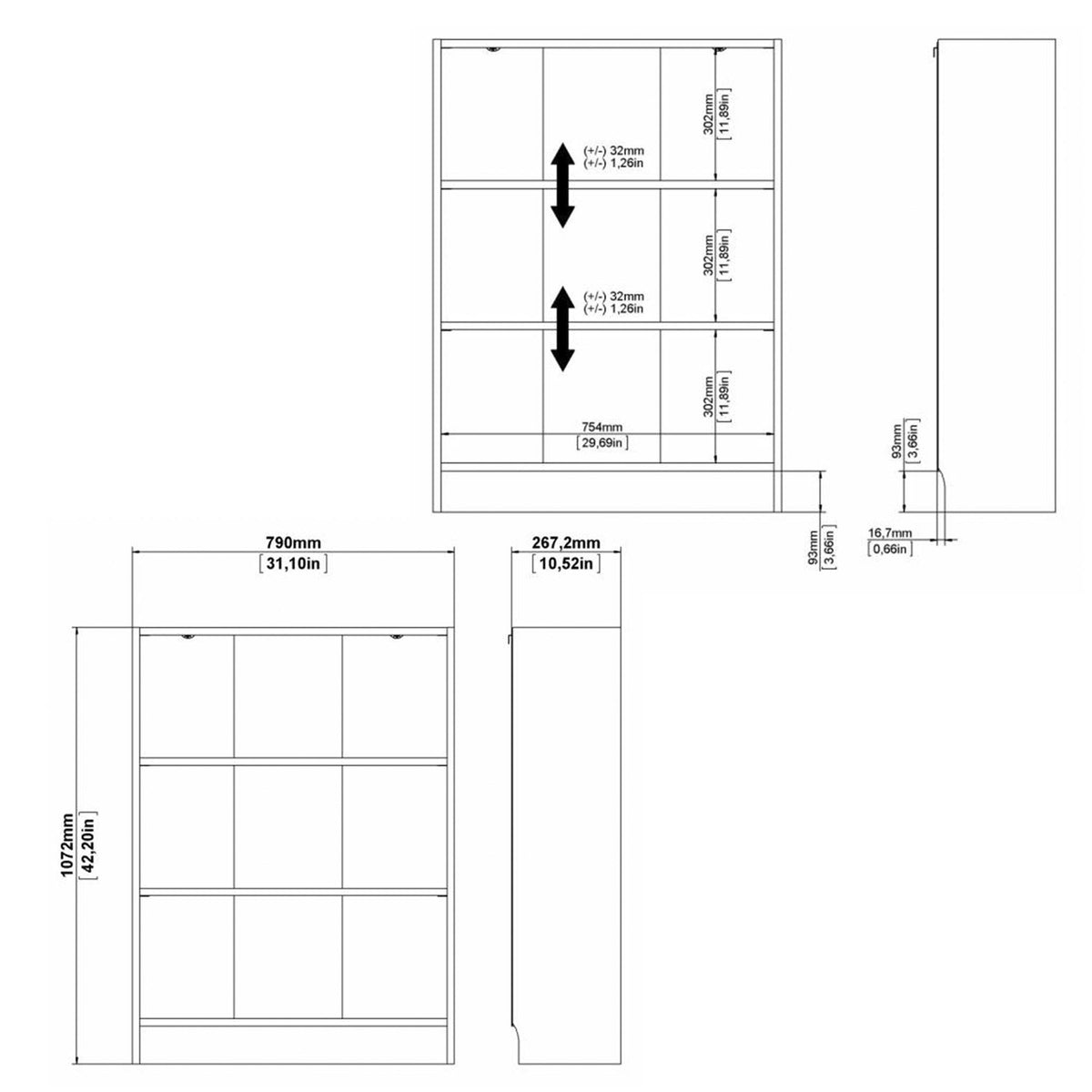 Librería Turia 2 estantes blanca 80x27x108 cm (3)