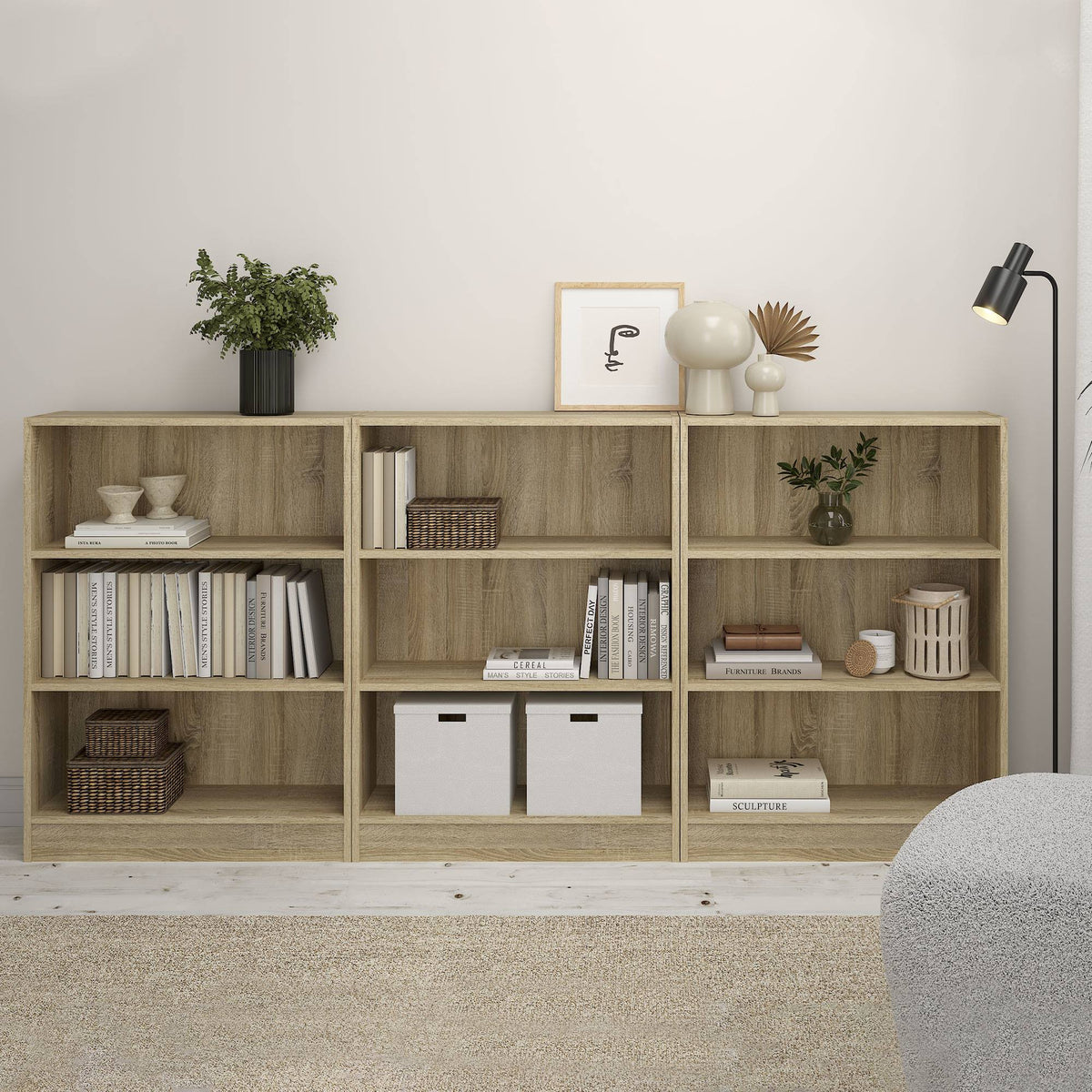 Librería Turia 2 estantes roble patinado 79x27x108 cm (4)