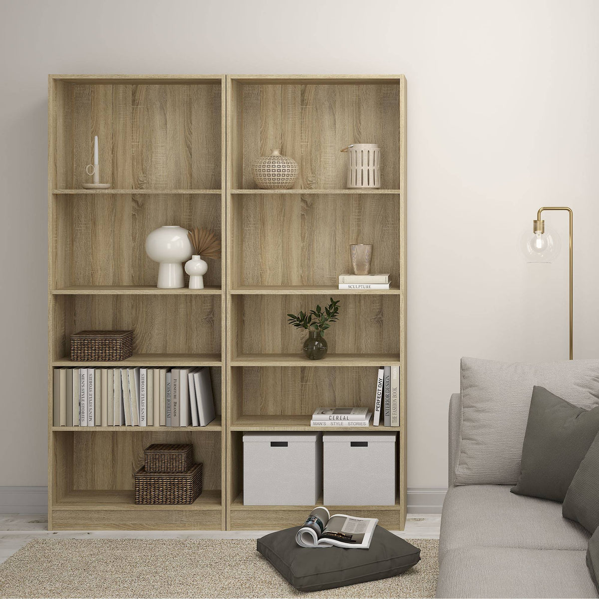 Librería Turia 4 estantes roble 79x27x204 cm (4)
