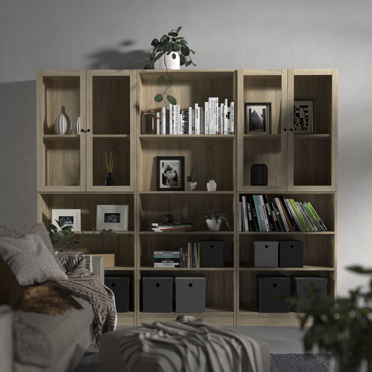 Librería Turia 4 estantes roble 79x27x204 cm (5)