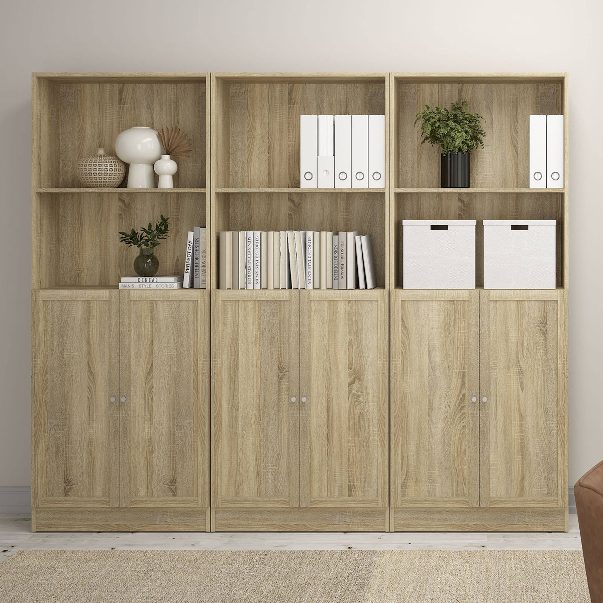Librería Turia 4 estantes roble 79x27x204 cm (7)