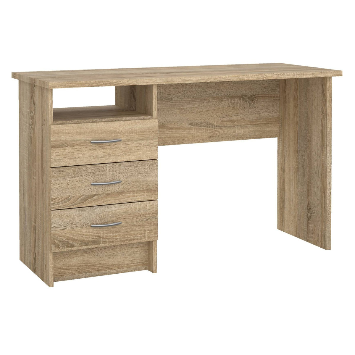 Mesa escritorio 3 cajones melamina roble 121x49x73 cm