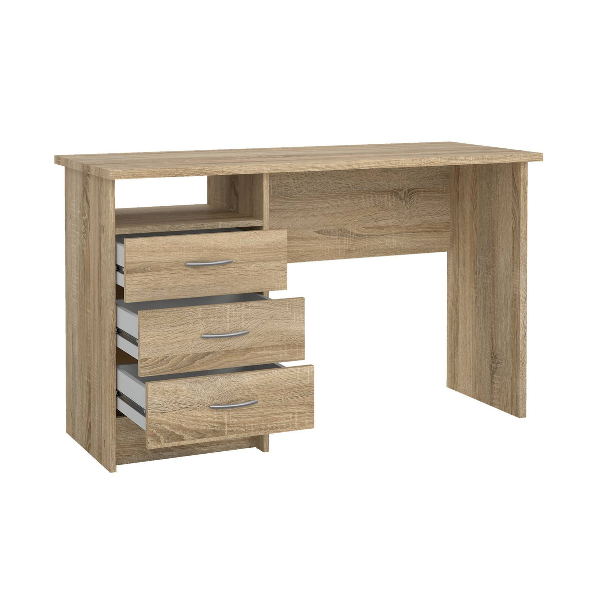 Mesa escritorio 3 cajones melamina roble 121x49x73 cm (6)