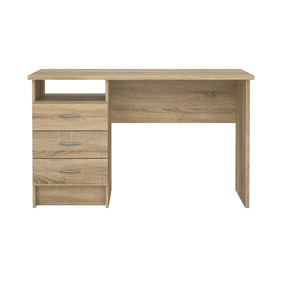 Mesa escritorio 3 cajones melamina roble 121x49x73 cm (8)