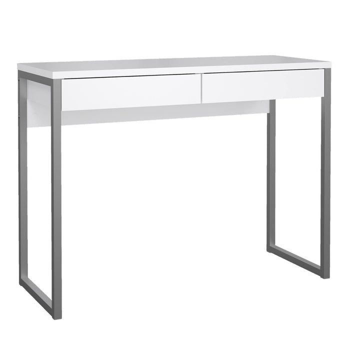 Mesa escritorio alto 2 cajones blanco brillo 102x41x77 cm
