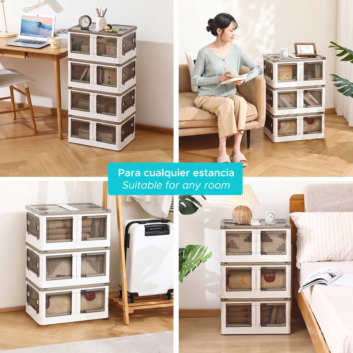 Caja almacenaje plegable Blanco 40L 47x35x24cm (5)