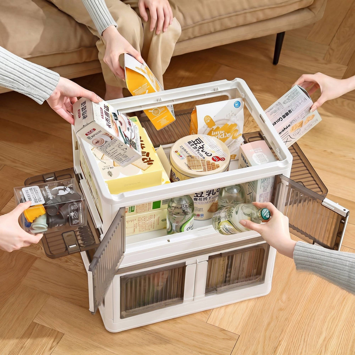 Caja almacenaje plegable Blanco 40L 47x35x24cm (7)