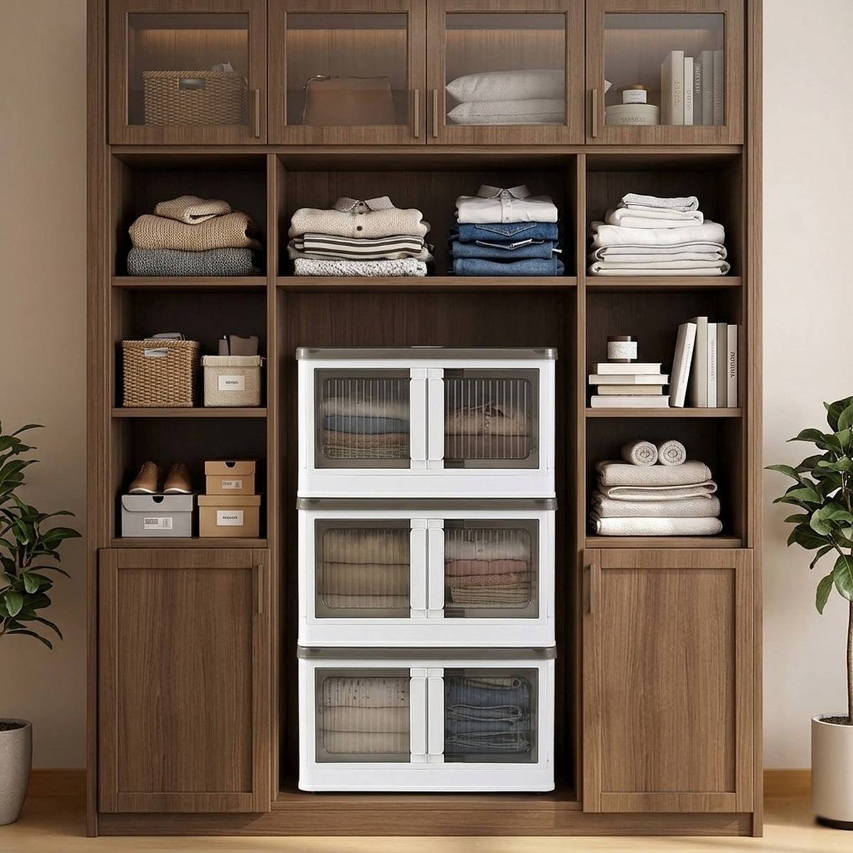 Caja almacenaje plegable Blanco 40L 47x35x24cm (9)