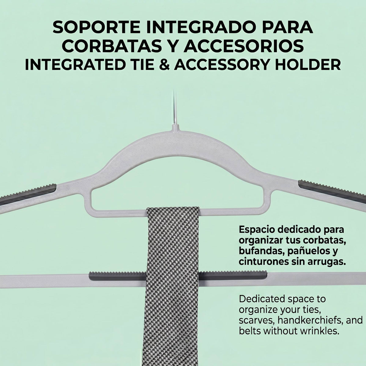 Set 10 perchas plástico antidesliz gancho giratorio 42cm (5)