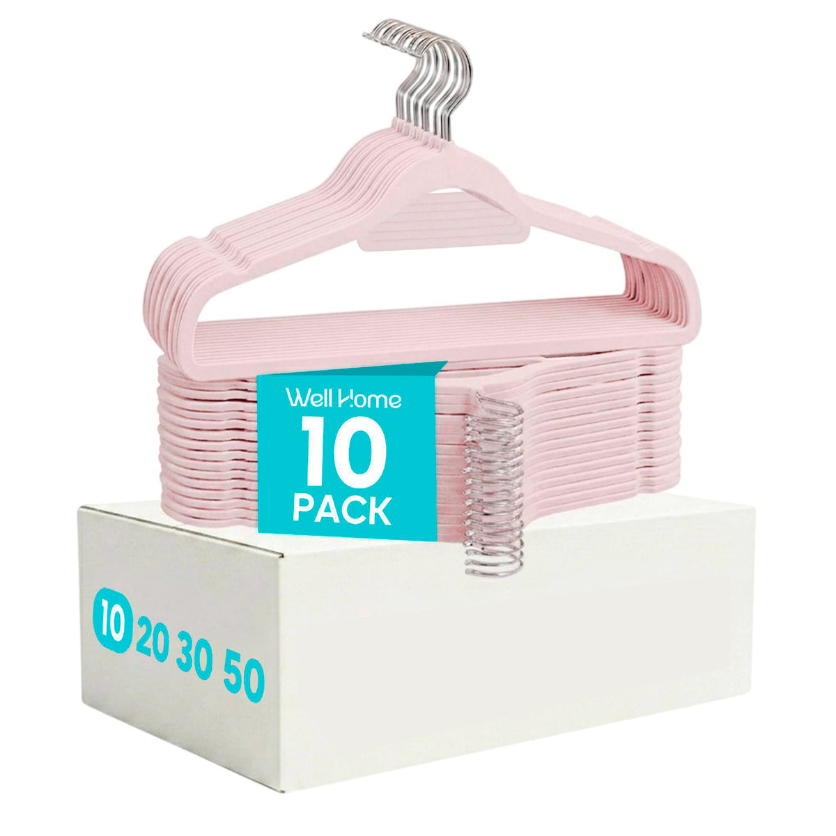 Set 10 perchas terciopelo Rosa ultrafinas 45x22cm (11)