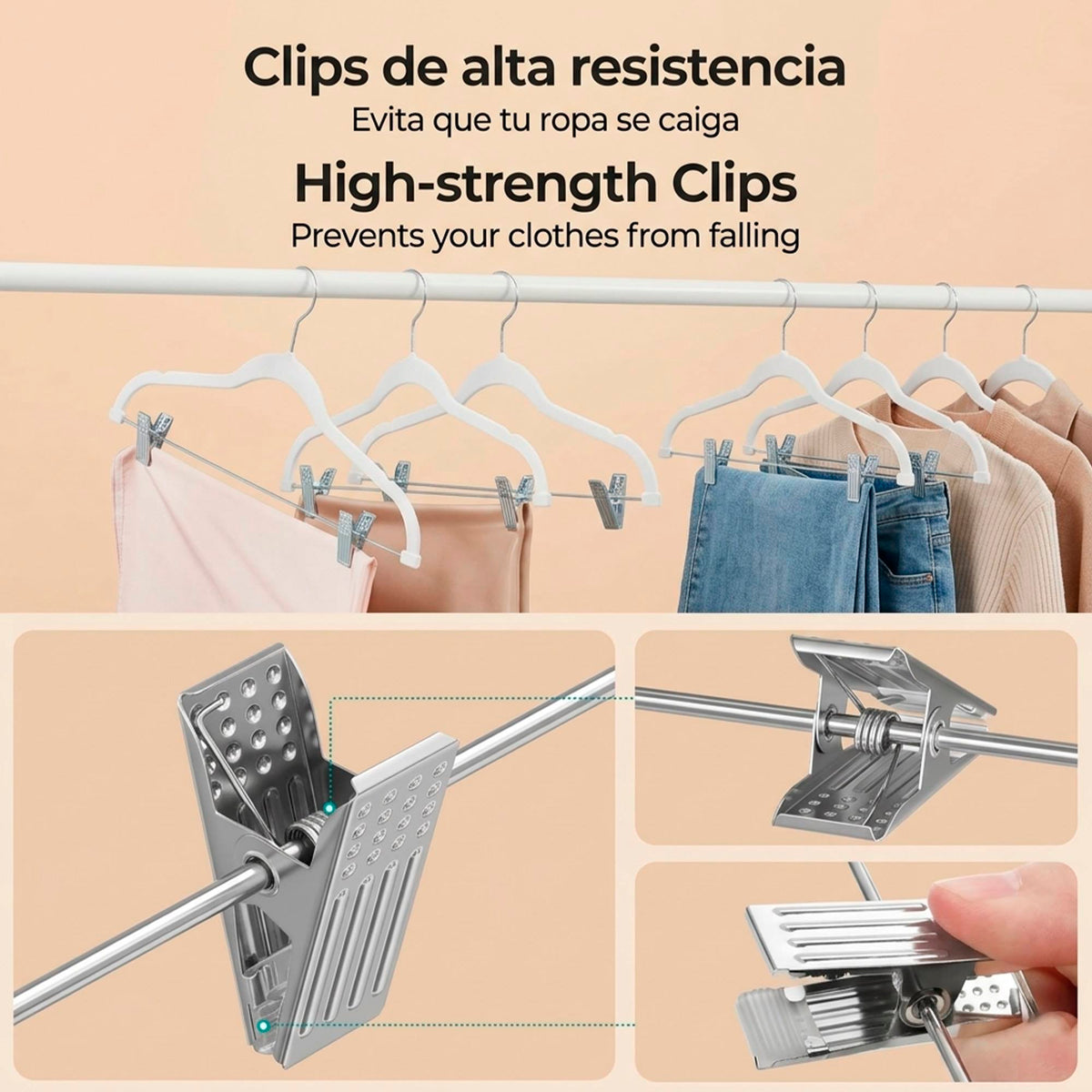 Set 10 perchas terciopelo con clips antidesliz 42,5x24cm (5)