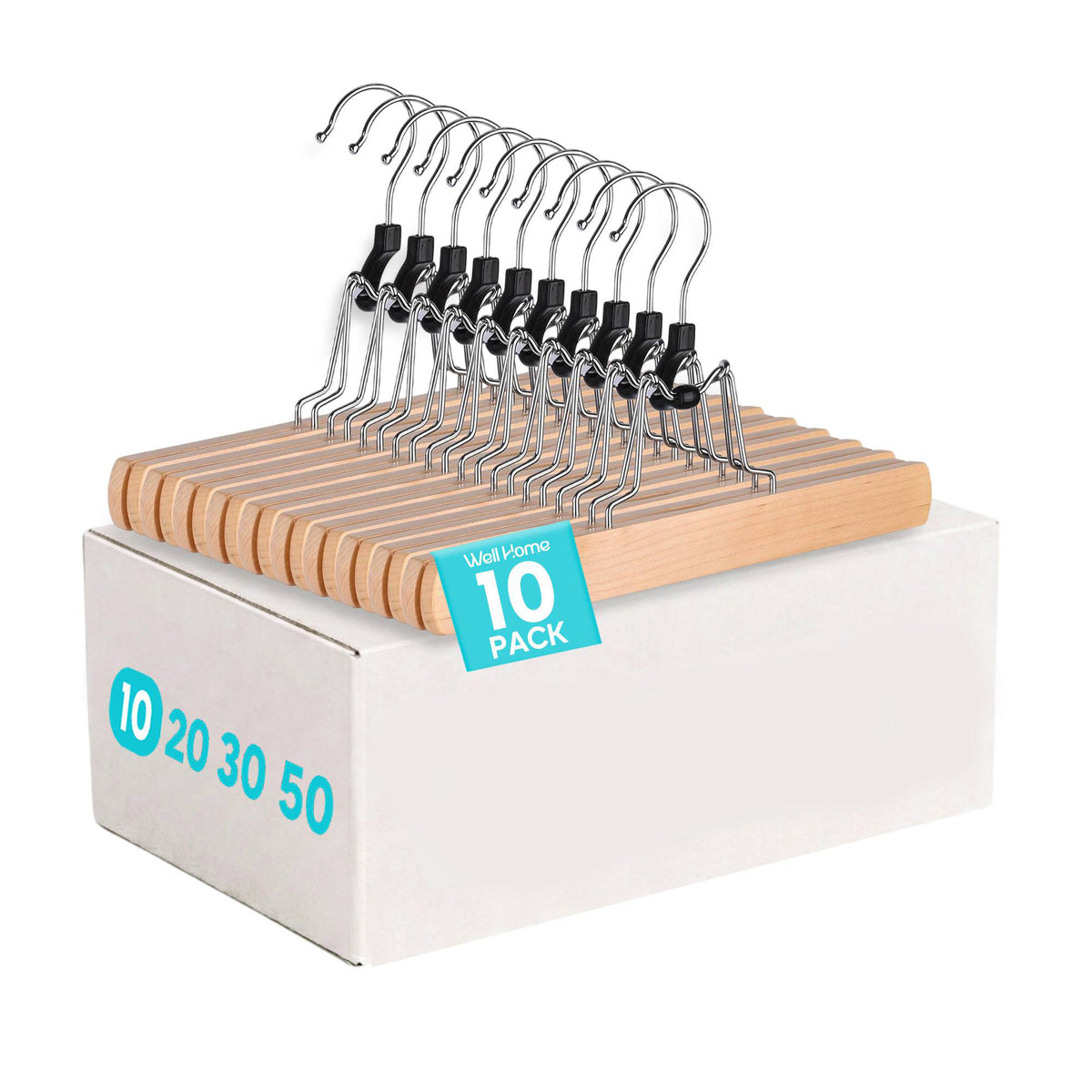 Set 10 perchas pantalón madera fieltro gancho 25x17cm (12)