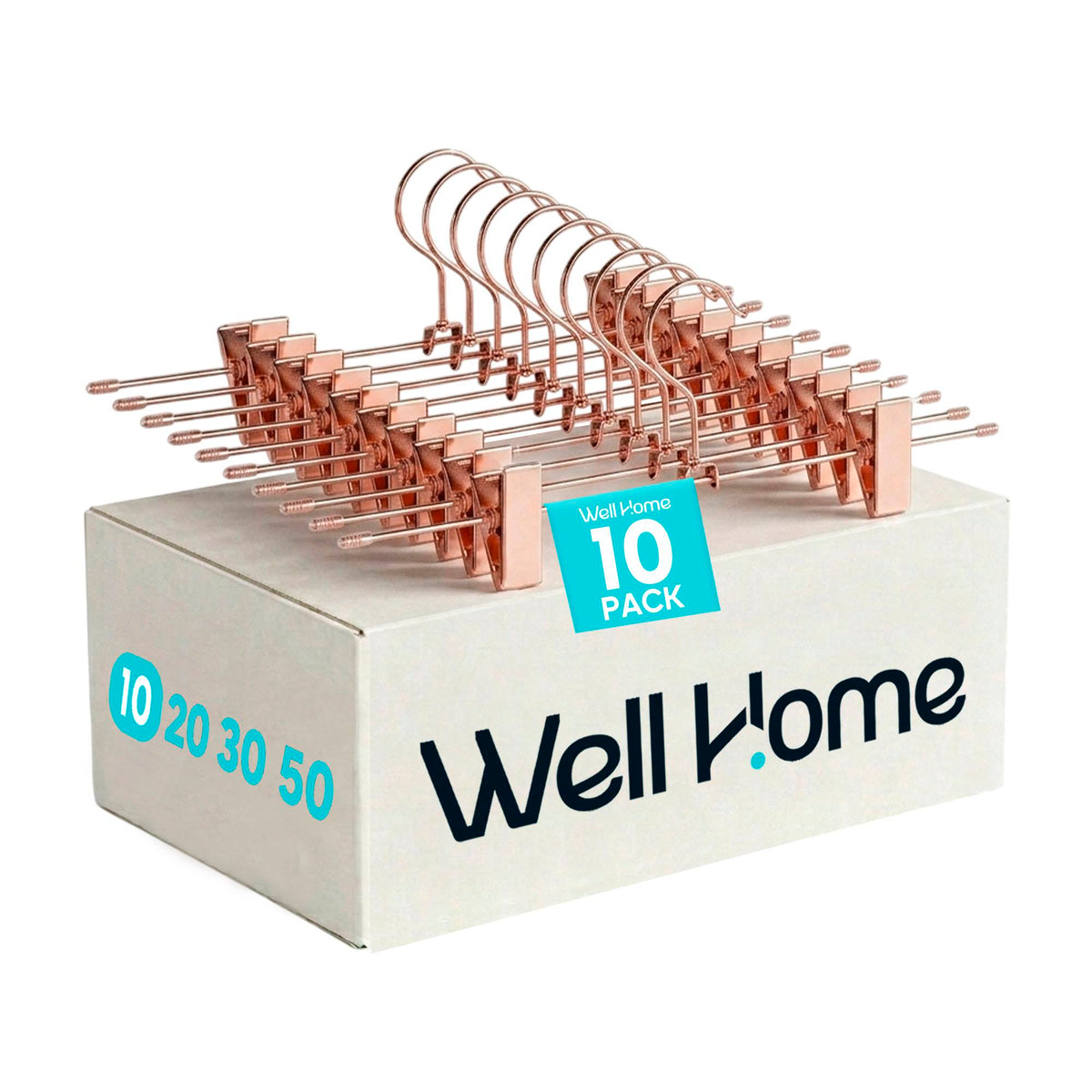 Set 10 perchas metal clips rosas giratorias 31x10,5cm