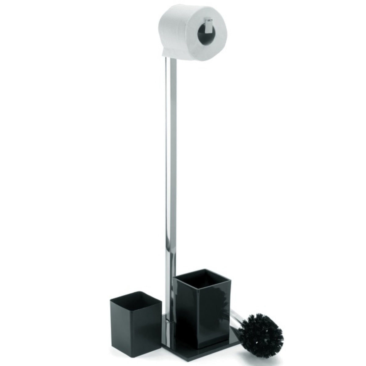 Portarrollos con escobillero pie inox y vidrio Negro 22cm (4)