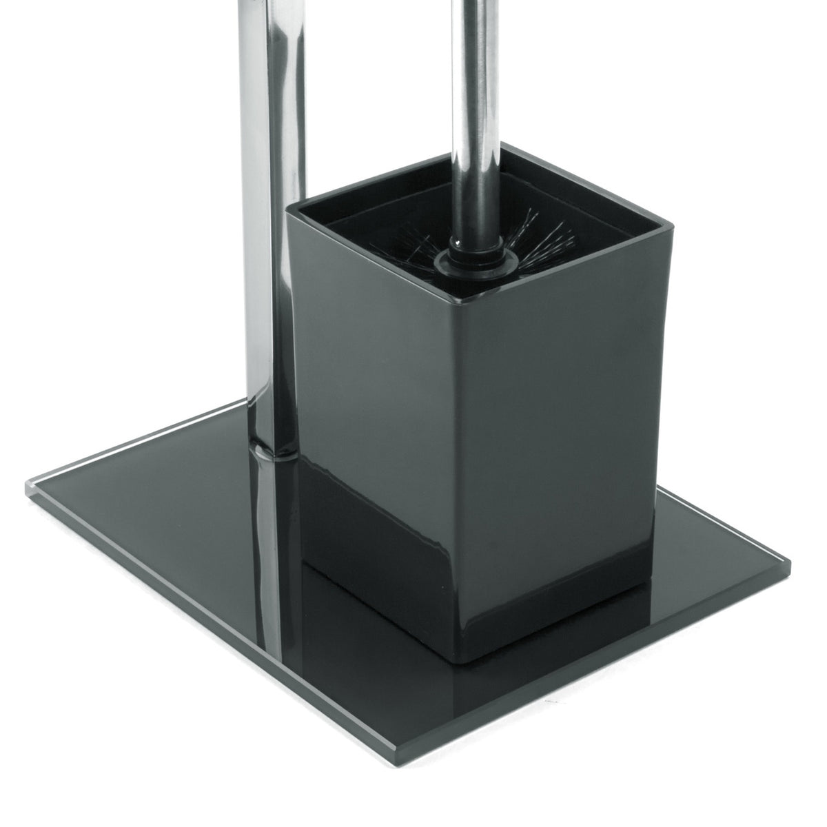 Portarrollos con escobillero pie inox y vidrio Negro 22cm (6)