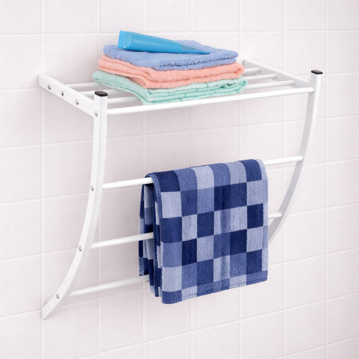 Soporte de pared para toallas color blanco 49x23x38cm (3)