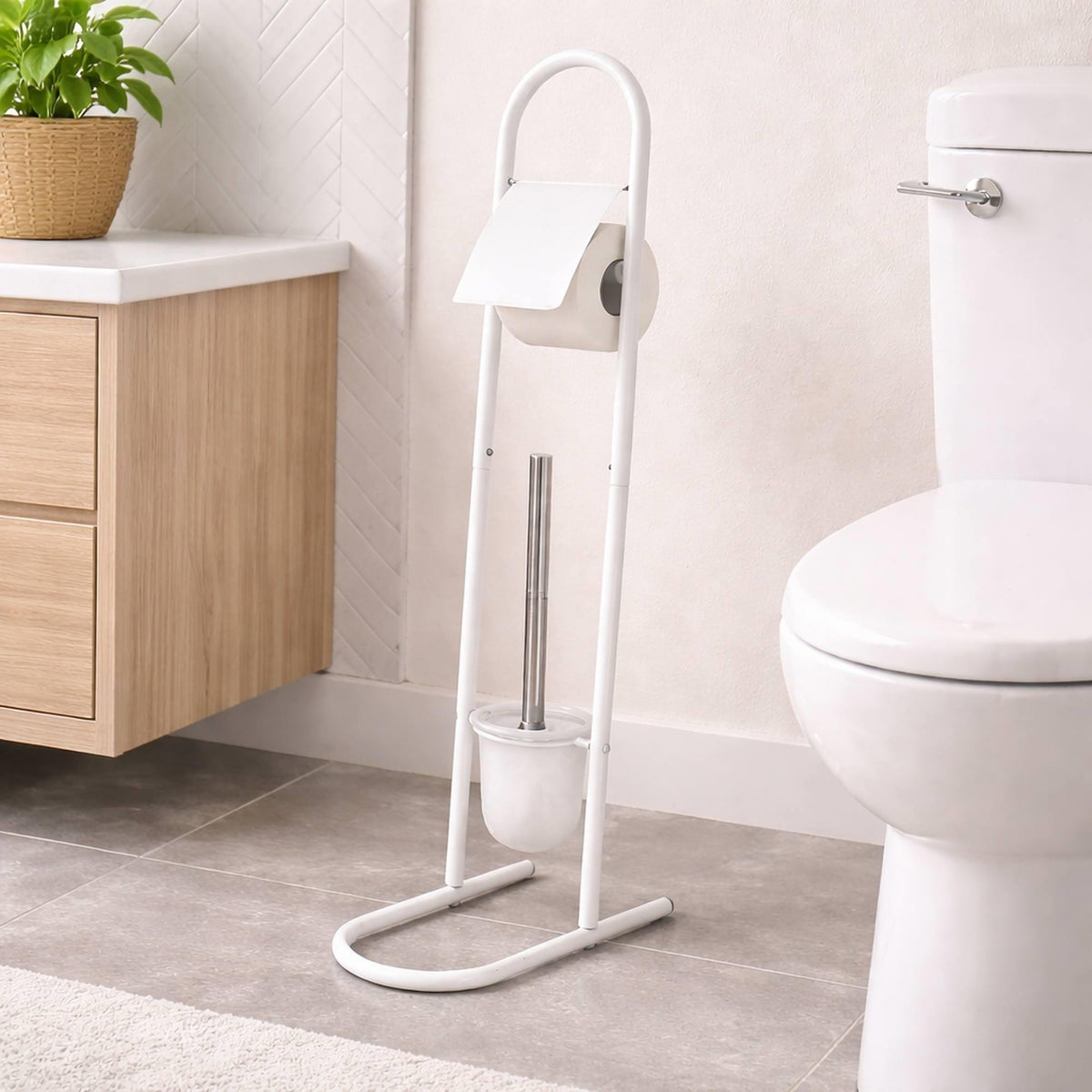 Juego de WC moderno metal y acero inoxidable 29x16x70cm (3)