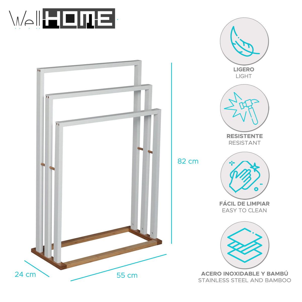 Toallero de pie color blanco 55x24x82cm (2)