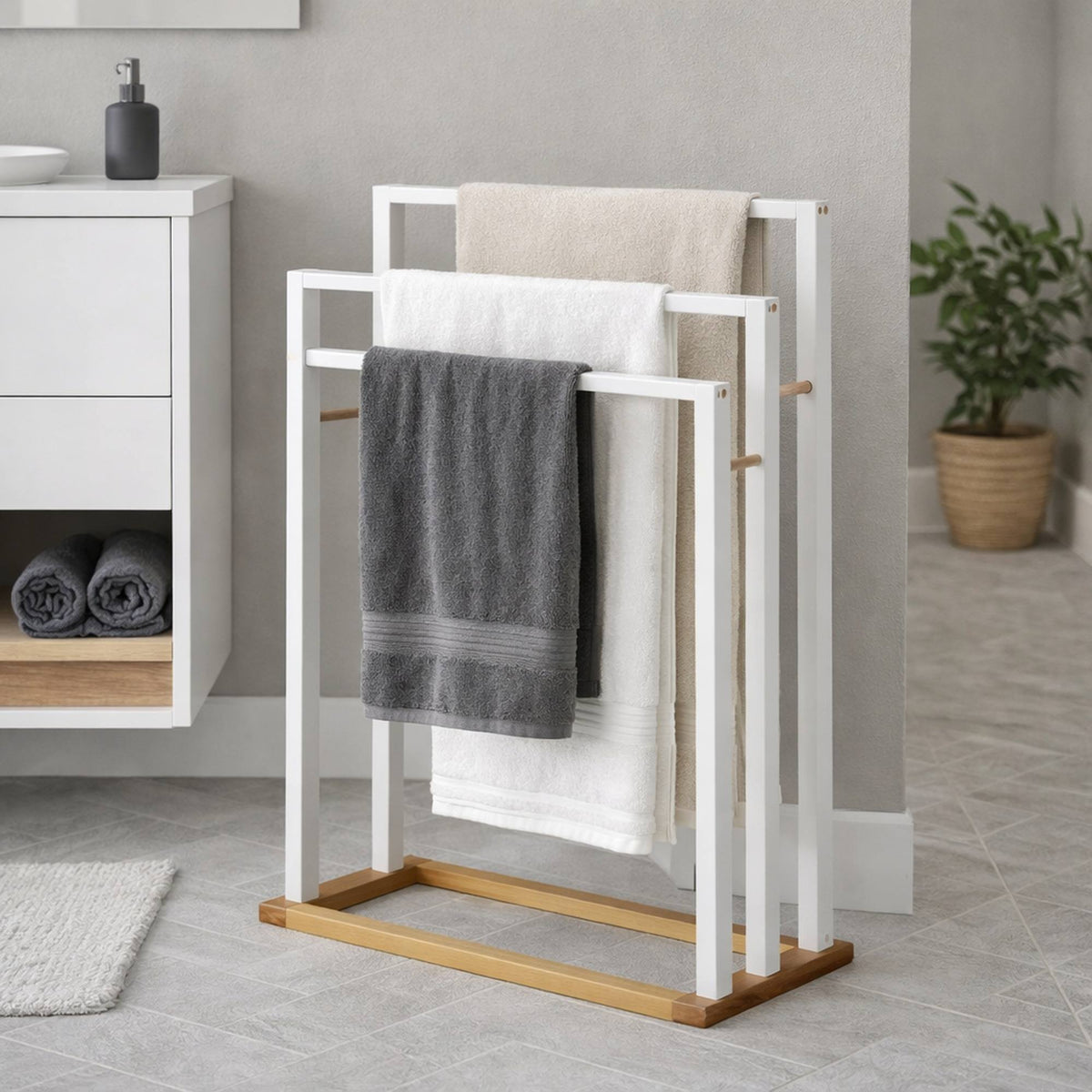 Toallero de pie color blanco 55x24x82cm (3)