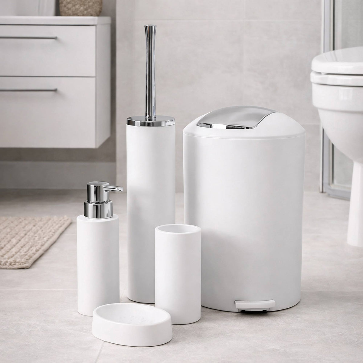 Conjunto accesorios de baño 6 uds color blanco (3)