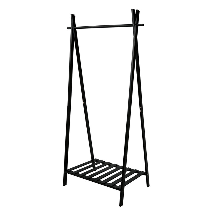 Perchero de bambú con estante color negro 195x78x44,5cm