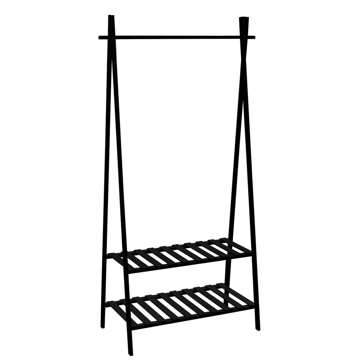 Perchero de bambú con estante color negro 195x78x44,5cm (7)