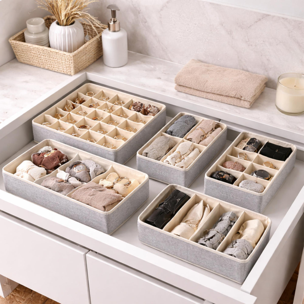 Caja plegable de almacenaje color gris 32x32x12cm (3)
